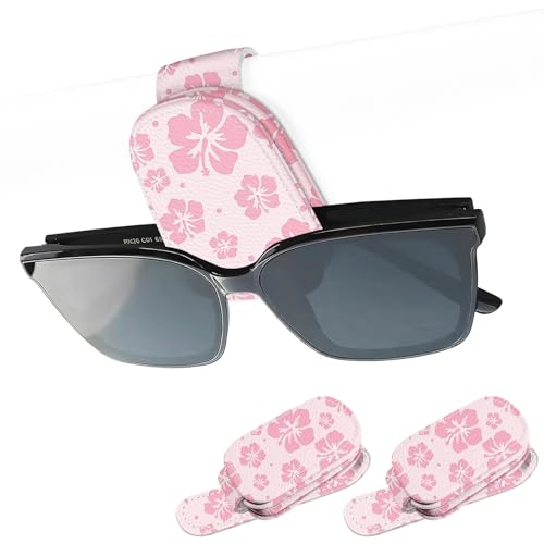 Support de lunettes pour voiture aimanté en cuir hibiscus