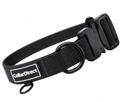 Image of Heavy Duty Waterproof Dog Collar, Double-Layered Nylon (Black, 14-20) | Adjustable heavy-duty collar for medium /large dogs; rugged double-layered nylon built to handle active, daily wear and tear