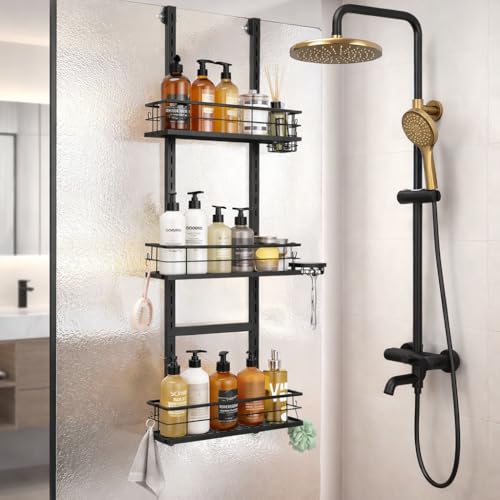 LPVS - Étagère Douche sans Perçage 3 Niveaux Réglables - Rangement Douche à Suspendre Acier INOX Antirouille - Panier Douche - Organisation Salle de Bain