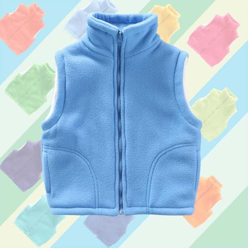 Boys and Girls Fleece Vest Zip Up Mock Neck Sleeveless Jacket | Fuzzy Vests Lightweight Plain Kids Fall Winter Warm Outwear with Pockets - image 6