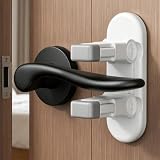 2 Pezzi Serratura Della Maniglia della Porta, Blocca della porta Ante Bambini, Blocco di Fermaporta con forte adesivo 3M, Non Richiede Attrezzi o Foratura (Bianco-2 Pezzo)