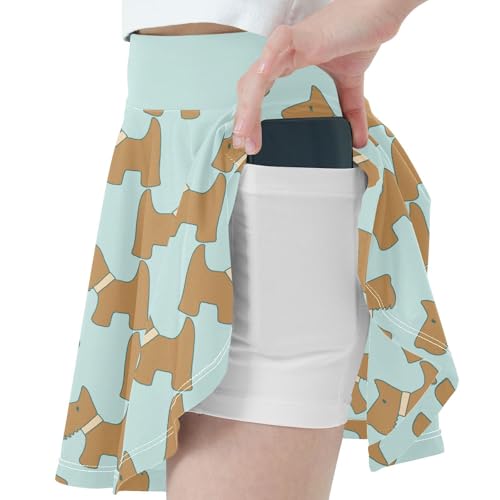Girls Skorts High Waist Athletic Skirts with Shorts Cute Scotch Terriers Stretchy Teens Performance Tennis2