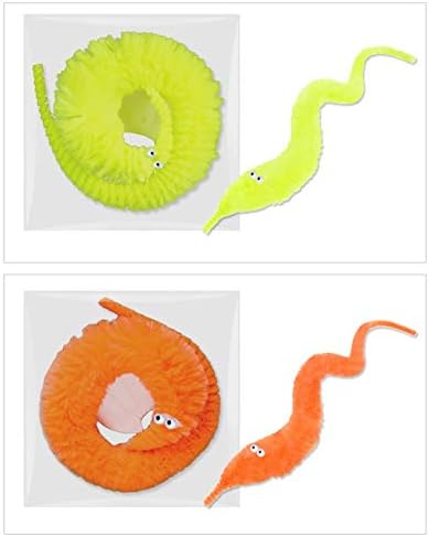 WENFENG 30PCS Magic Worm Toys,Worm on a String,Cat Toys,Worm Trick Toys,Wiggly Twisty Fuzzy Worm for Party Supplies(6 Color)