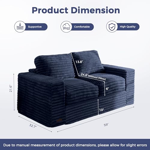 Image of MAXYOYO Boneless Loveseat Sofa Couch for Adults, Floor Bean Bag Couch Sofa | Faux Fur Sofa with Armrests and Back Support, Plush Foam Filled Lounge Couch, Cozy Bean Bag Couch for Living Room, Apartment