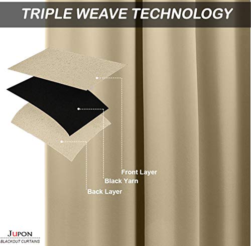 Image of JUPON Silk 80% Room Darkening Curtain Pack Of 1 Piece With 3 Layers Weaving Technology & Solid Grommet Curtains Pattern (Door - 44 inch X 72 inch) Off-White