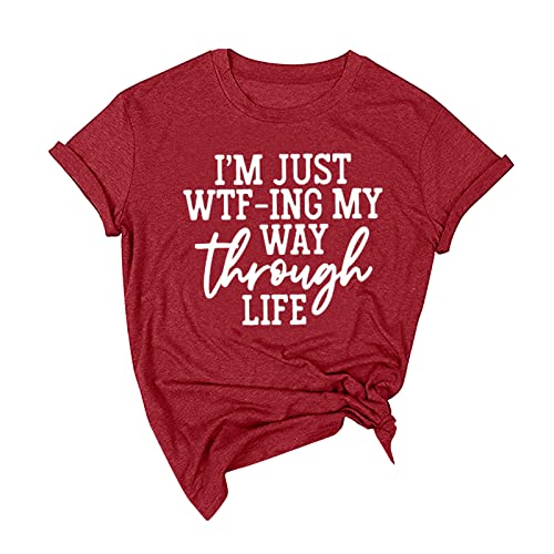 Cute Tops For Women Summer Club, Funny Shirts For Men Women Girls Plus Size Print Tees Short Sleeve Round Neck T Shirt Blouse Tops Red, Xxl #TOP6