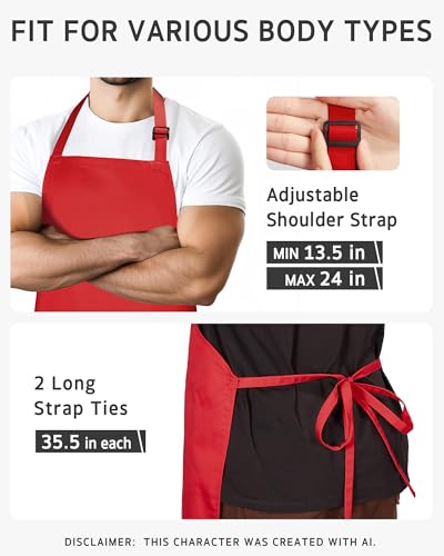 Image of Syntus Chef Apron for Men Women Kitchen Cooking Apron with Pockets, Adjustable Bib Aprons Stain Resistant
