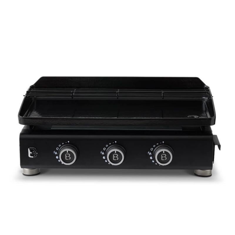 BRASERO BY FAVEX – Plancha gaz Silvia IIG 3 feux – Plaque acier revêtement céramique 67 x 34 cm – 7,95 kW – Jusqu'à 10 convives – Capot de protection inclus