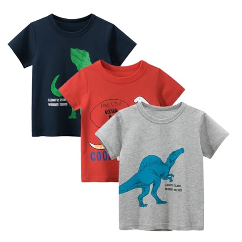 Bébé Garçons Dinosaure T-Shirt Manches Courtes 3 Ans 5 Ans