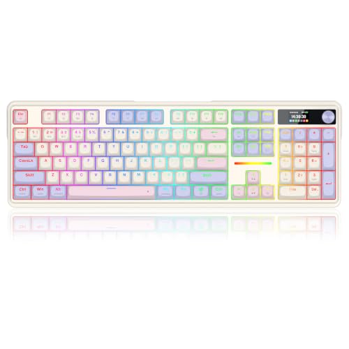 Image of Redragon K762 Wireless Gasket Mechanical Gaming Keyboard, LED Screen & Knob | Easy-Control TFT Info Display, Cushioned 5-Layer Noise Dampening for Creamy Thocky Sound, Round PBT Keycap, 104 Custom Switch