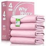 WHYWORRY Washable Incontinence Bed Sheets for Adults | 86 x 91 cm | for Single Bed | Waterproof Bed Wetting Mats | Reusable Bed Protectors | Pee Pads | Pink | Pack of 4