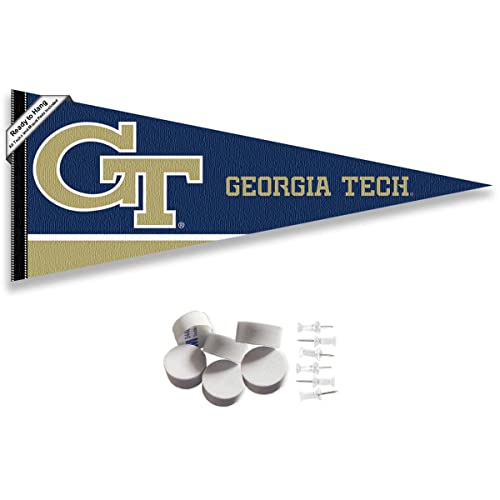 College Flags & Banners Co. Georgia Tech Yellow Jackets Pennant Flag and Wall Tack Mount Pads