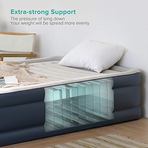 Air Mattress Full Size XL with Built-in Electric Pump, [2020 Upgraded] Inflatable Bed Blow-up Airbed with Storage Bag, Height 18'' - Thumbnail 5