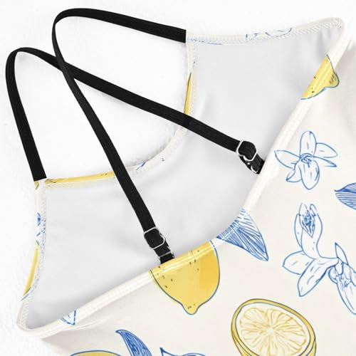 Bolaz Girls Swimsuits One-Piece Bathing Suits Summer Beach Swimwear for 3-10 Years Old-Lemon Pattern4