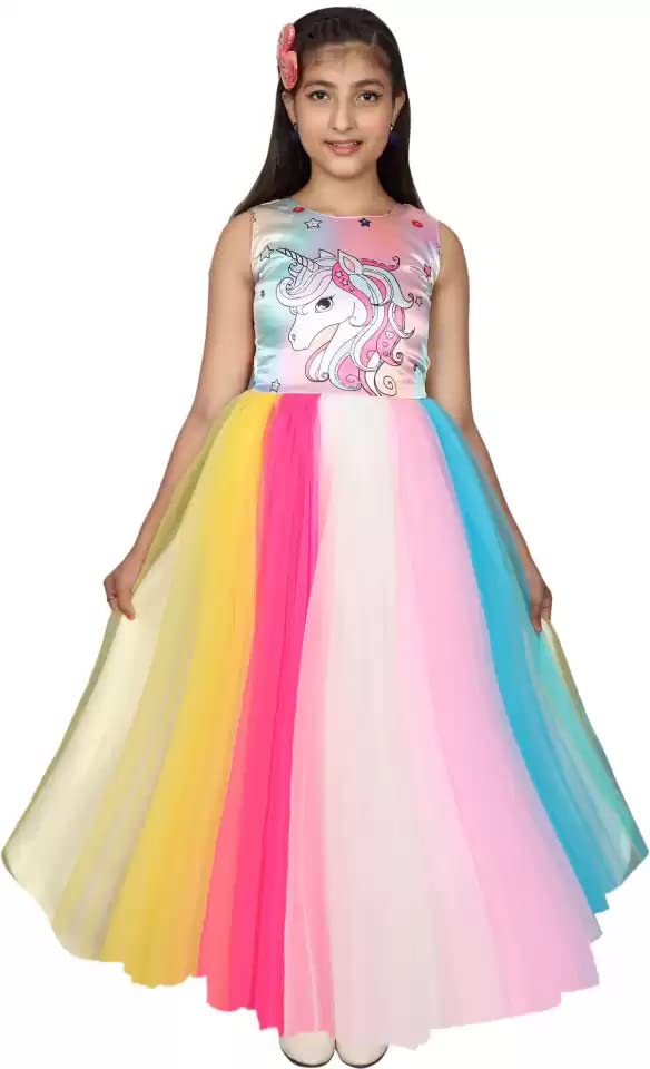 Kitty-Fashion Stylish Uicorn Printed Gown Gown for Kids-picture-14