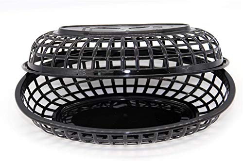 Foodservice Fast Food Baskets 9.25 x 6 inch Oval Set of 24 Black - Thumbnail 6