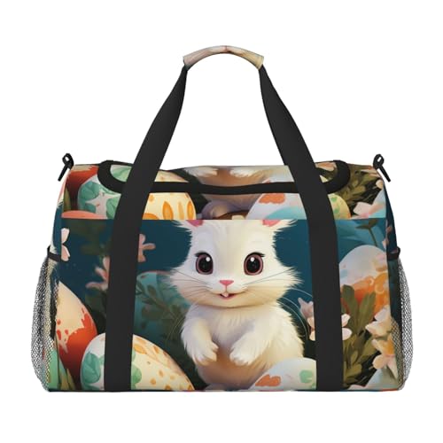 Travel Duffel Bag Lightweight Waterproof Carry On Tote Bag Foldable Weekender Overnight Bags Cute Easter Bunny Sport Gym Bag For Women Men