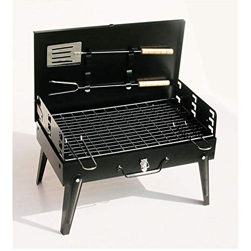 YzDnF Folding Portable BBQ Charcoal Grill Outdoor Garden For Picnic Camping Hiking dining with your family and friend For Camping Fishing Outdoor Activities (Color : Black, Size : 44x27x21cm)