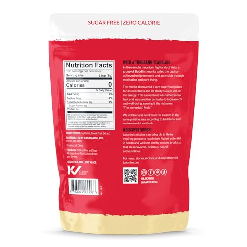 Lakanto Golden Monk Fruit Sweetener with Erythritol - Raw Cane Sugar Substitute, Zero Calorie, Keto Diet Friendly, Zero Net Carbs, Baking, Extract, Sugar Replacement (Golden - 1.76 lb Pack of 3)