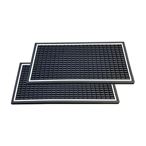 Highball & Chaser Bar Mat 12in x 6in. 1cm Thick Durable and Stylish Bar Mat for Spills, Service Mat for Coffee, Bars, Restaurants CounterTop Dish Drying Mat, Glass Drying Mat (2 pack) Cover