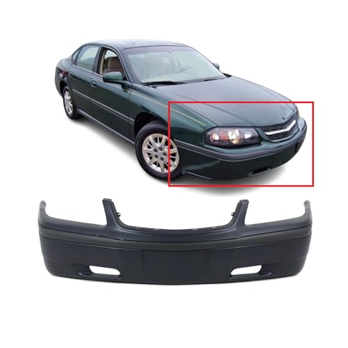 Image of Compatible with Chevrolet Impala 2000-2005 Front Bumper Cover | Primed, Without Fog Light Holes, Sedan, Ready to Paint, OEM 12335505, GM1000585