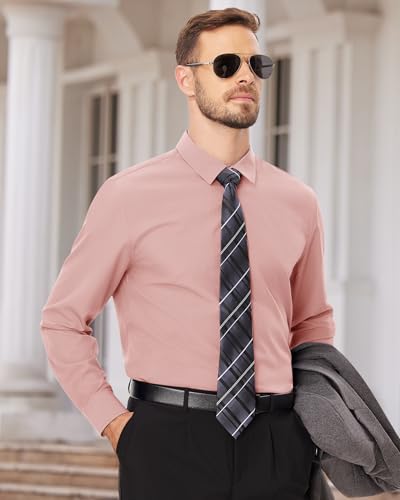 Image of Alimens & Gentle Men's Dress Shirts Long Sleeve Wrinkle Free Stretch Business Casual Wedding Button Down Shirt