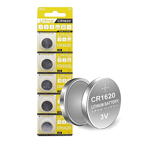 Cotchear 5Pcs CR1620 Coin Batteries 3V Electronic Button Lithium Battery Cell CR1620 DL1620 5009LC for Watch Toy Remote
