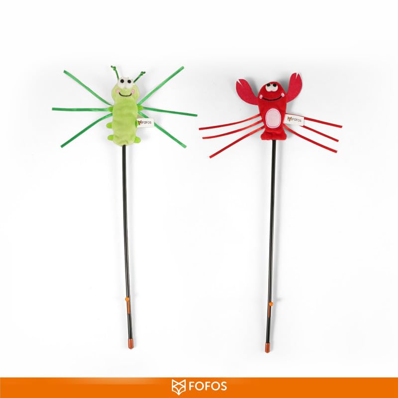Image of BarkButler x FOFOS Moving Caterpillar Wand - Interactive Cat Toys with Catnip - Cat Wand Toy Set - Green