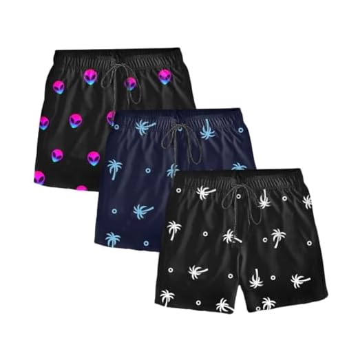 Kit 3 Bermudas Masculina Moda Praia Short Tactel Com Bolsos (BR, Alfa, P, Regular, Regular, Preto Alien Azul Preto)