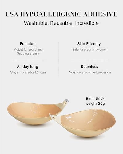 VOCH GALA Sticky Bra Push Up for Women, Strapless Backless Bras for Wedding/Parties/Events, Comfortable Adhesive Nude2