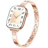 Thin Bling Diamond Compatible with Elegant Apple Watch Bands for Women 40mm 41mm 42mm 38mm, Stylish Sparkly Slim Bracelet Dressy Jewelry Metal Strap for iWatch Series 11 SE 10 9 8 7 6 5 4 3 2 1
