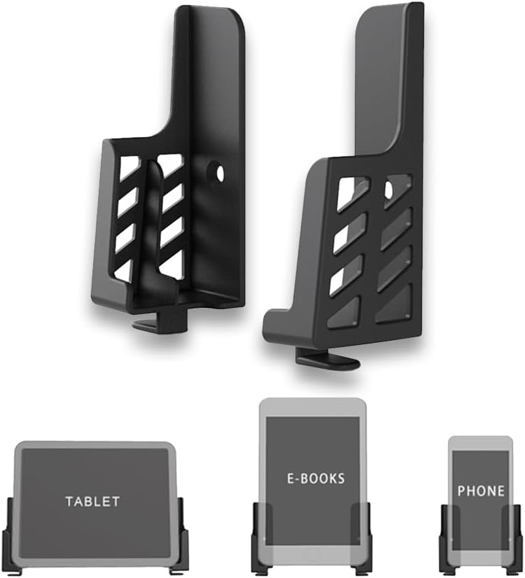 Exclusive Deal on Wall Mount Phone Holder for Tablet, iPhone, Android, Bathroom Phone Holder Compatible with ipad, Kindle, Two Slots Adjust The Angle, Fixed by Adhesive or Screw (Black) - Amazon KSA Deals