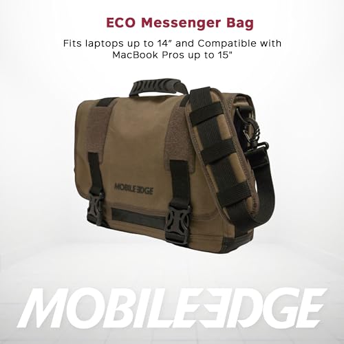 Mobile Edge ECO Laptop Messenger Bag for 14-Inch Devices, Olive Green