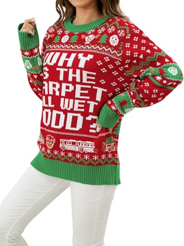 Women's Ugly Christmas Sweaters Warm Knitted Christmas Sweaters Crew Neck Holiday Pullovers Funny Xmas Tops4