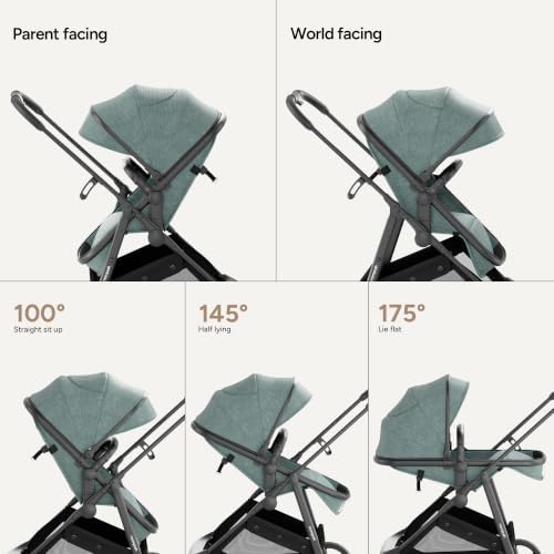Mompush Wiz 2 in 1 Baby Stroller with Infant Pramette Mode, One Hand Fold Convertible Newborn to Toddler Stroller with Reversible Seat and Large UPF 50+ Canopy - 4