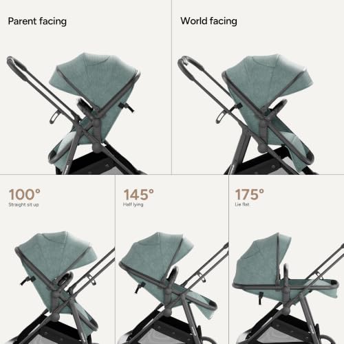 Image of Mompush Wiz 2 in 1 Baby Stroller with Infant Pramette Mode, One Hand Fold Convertible Newborn to Toddler Stroller with Reversible Seat and Large UPF 50+ Canopy