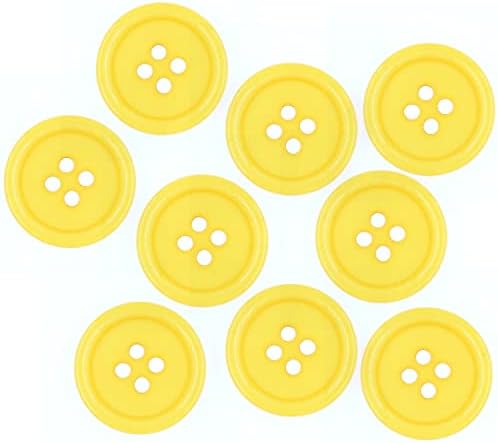 Leekayer 13/16"(20mm) Resin Plastic Buttons Yellow Color Round Flatback 4 Hole Buttons for Sewing Coat Repair,Button for DIY Crafts Children's Manual Handmade Decoration Ornament Pack of 100 Pcs