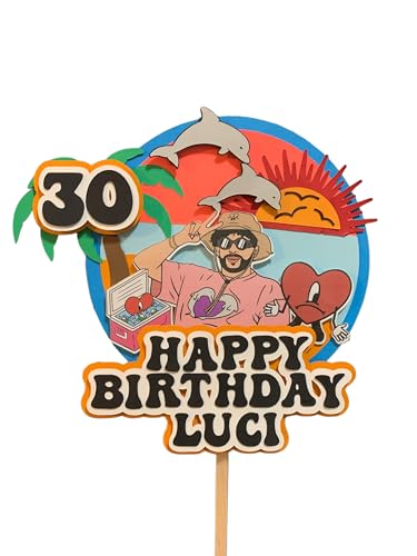 30th Birthday Cake Topper, Tropical Beach Theme Party Decoration with