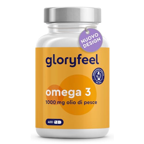 Omega 3 Olio di Pesce 400 Capsule Softgel di Omega-3 (Scorta 13 Mesi), 1000mg Ad Alto Dosaggio, 180mg EPA & 120mg DHA, Fonte di Acidi Grassi Essenziali Omega3, Olio di Pesce Puro Fish Oil