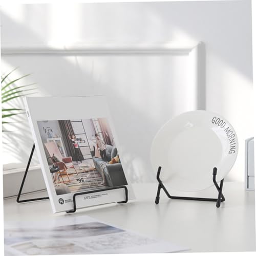 Soporte para platos y revistas de hierro forjado PRETYZOOM con estructura geométrica estable 7