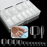 iNenK 600pcs Soft Gel Toe Nail Tips for Soak off Gel Extension Systems, Short Pre-shaped Full Cover