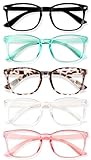 WINTOO Blue Light Glasses for Woman Men | 99% Blue Light Blocking Glasses for Computer Gaming TV Phone Screen Square Frame | Anti Eyestrain & UV Glare Protection - 5 Pair