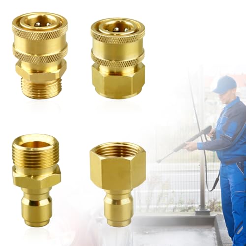 Cragmut 4PCS M22-14mm to 3/8in Quick Connect Hose Fittings Kit, Pressure Washer Adapter Set for 5000 PSI Fast Connect Kit for Power Washer Hose Pump