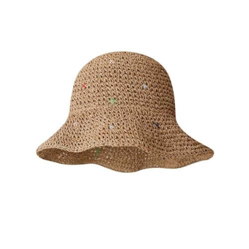 Chapeau de plage haut de gamme en maille évidée souple et finitions volants