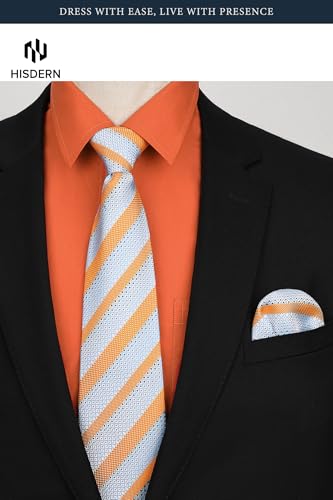 Image of HISDERN Mens Dress Shirt with Tie Pocket Square Set Classic Button Down Shirt Matching Tie Long Sleeve Shirts