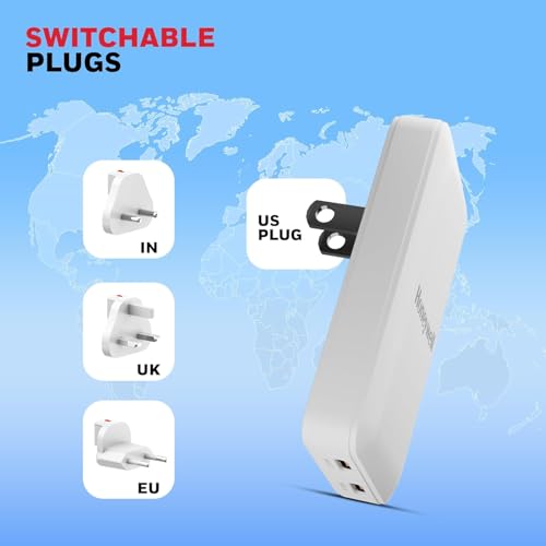 Image of Honeywell Zest Ultra-Thin GaN 45W Dual Type-C PD 3.0 Wall Charger with PPS Support, Ultra-Fast Charging, Compatible with iPhone, iPad Pro, Pixel, Galaxy, OnePlus, Tablets & Smartwatches | PPS Support, Ultra-Fast Charging, Compatible with iPhone, iPad Pro, Pixel, Galaxy, OnePlus, Tablets & Smartwatches