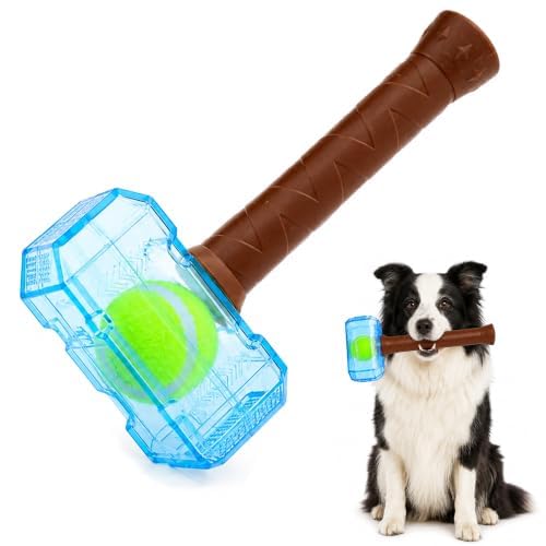 Interactive Squeaky Dog Toy Hammer Shaped Fetch Plaything，Blue