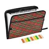 Gkseojer Expanding File Folder Christmas Red Green Tartan Plaid Accordion File Organizer Letter Size Folders for Documents Back to School