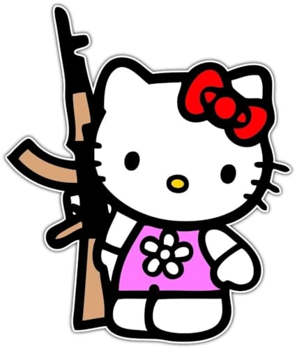 Tactical Kitty Bumper Sticker – Funny Armed Cat with AK-47 Vinyl Decal