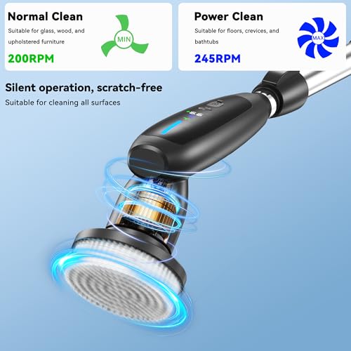 Image of Electric Spin Scrubber - Upgraded 10-in-1 IPX7 Waterproof Electric Cleaning Brush with LED Display, Gravity Sensing Dual Speed Adjustment, Suitable for Bathrooms, Kitchens, Sinks, Tiles, Cars